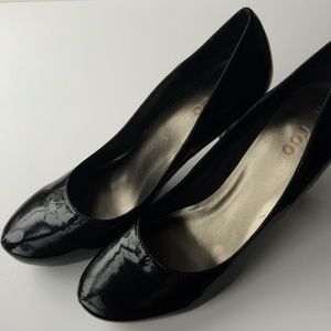 ME TOO Locket Black Patent Platform Heels